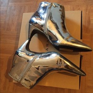 Metallic Silver Booties